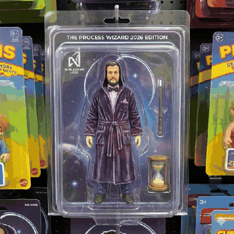 The Process Wizard 2026 Edition – Actionfigur (KI-generiert mit Replicate & Flux Lora)